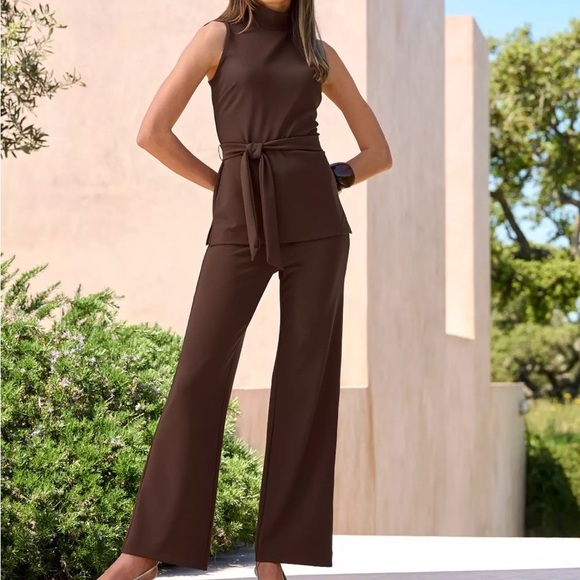 Boston Proper Chocolate Wide-Leg Pants - Picture 3 of 5